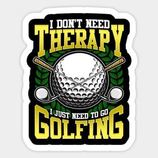 Golf Golfing Therapy Funny Quotes Humor Sayings Gift Sticker